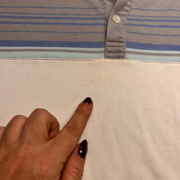 Travis Matthew Grey White Striped Beaver Creek Golf Club Polo T-Shirt Size Large - Picture 6 of 10